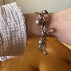 Chicos Heart Toggle Silver Charm Bracelet 