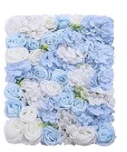 4-Pack Artificial Flower Wall Panels 24x16 – Blue & White Floral Backdrop Decor