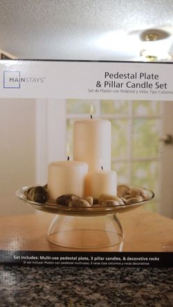 Pedestal Plate & Pillar Candle Set