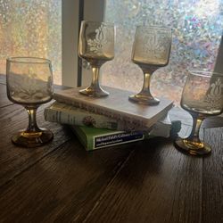 Vintage Amber Pfaltzgraff Wine Glasses Set of 4