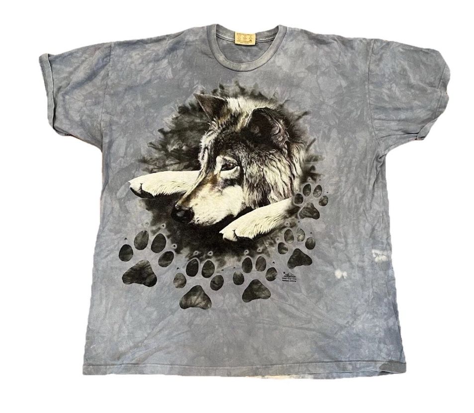 The Mountain Gray Wolf Dog Tie Dye T-Shirt Top Shirt XXXL 3XL Tee Vintage Y2K