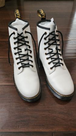 Dr. Martens AirWair White Leather Lace-Up Boots