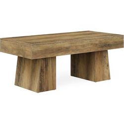 Farmhouse Coffee Table 47 Inches Wooden Rectangular Accent Center Tables with Thick Base Modern Low Cocktail Tea Furniture for Living Room (Rustic Bro