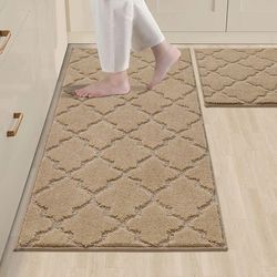 COSY HOMEER Soft Kitchen Rugs [2 PCS] for in Front of Sink Super Absorbent Kitchen Floor Mats and Mats 20x30 Inch/20X48 Non-Skid Kitchen Mat Standing