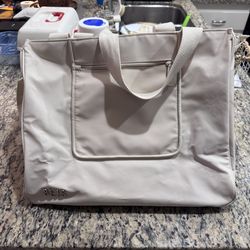 BÉIS Commuter Tote Beige Nylon Work/Travel Tote Bag w/ Strap 15x13x5