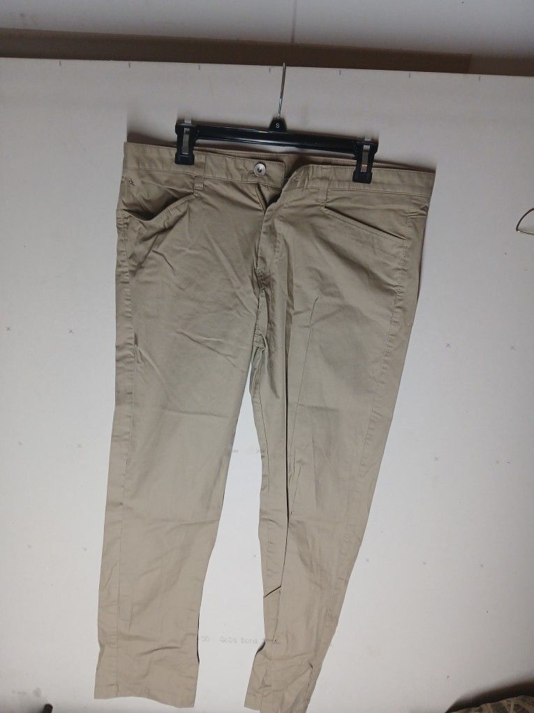 Calvin Klein Pants Mens 34x32Tan Khaki Straight Leg 97% Cotton Slim Fit Trousers
