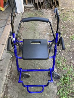 Drive Medical Rollator Walker w/ Seat - Blue 4-Wheel Rolling Walker