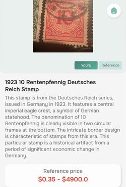 1923 Deutsches Reich 10 Rentenpfennig Stamp