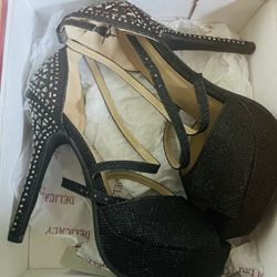 black rhinestoned Delicacy heels (size 6 1/2) 