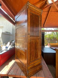 Antique Globe Tiger Oak Cabinet