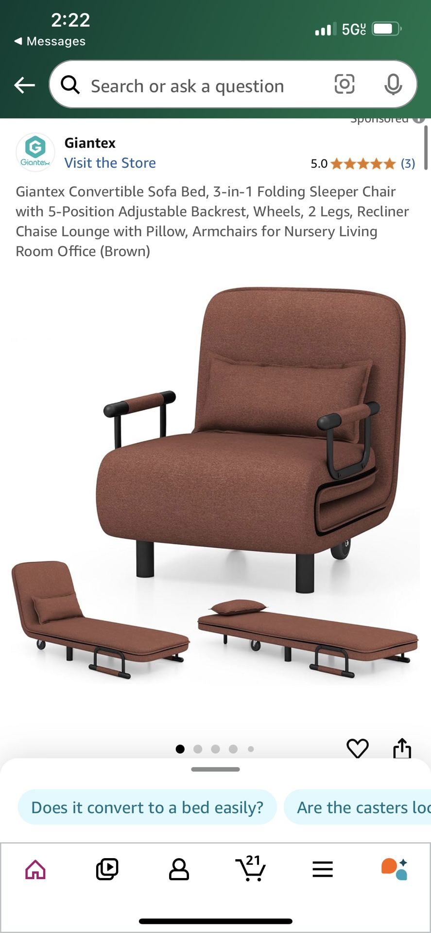 Convertible Sleeping Chair