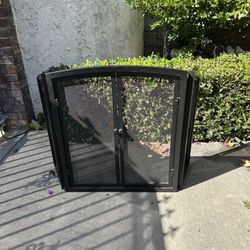Black Wrought Iron Fireplace Screen 