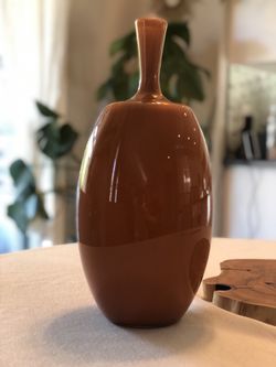 Lynn Everett Read VITRELUXE studio glass Vase Ellipse Tube Top Signed 2008 Portland Artist 