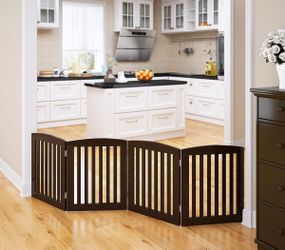 Foldable Wooden Pet Gate 4 Panel