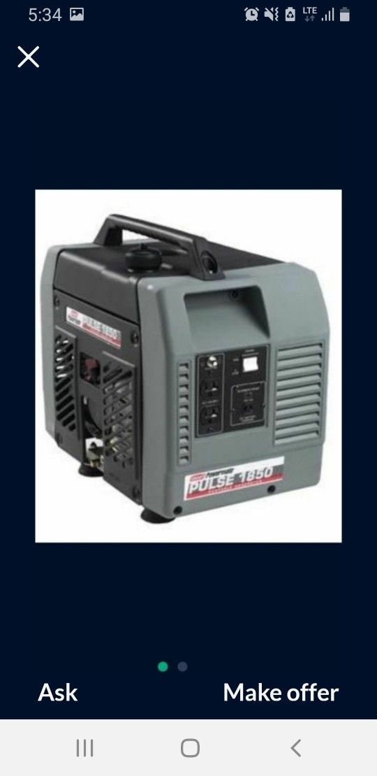 Coleman Power Mate Generator 1850 Watts, Portable, Cover Included.