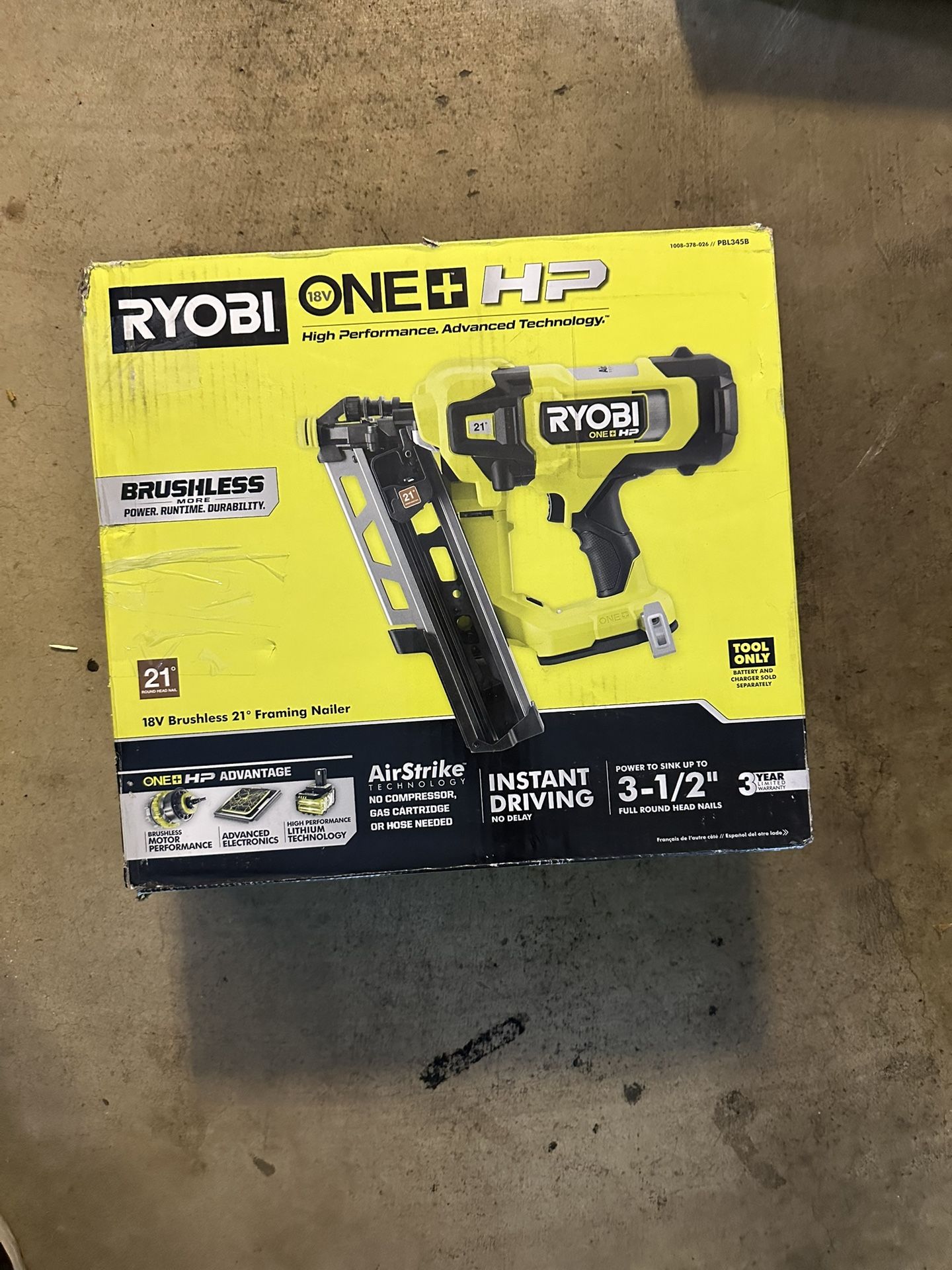 RYOBI ONE+ HP 18V Brushless Cordless AirStrike 21° Framing Nailer (Tool Only)