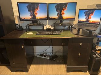 Big executive desk with cabinet and drawers