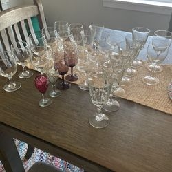 Assorted Wine Or Water Glassware