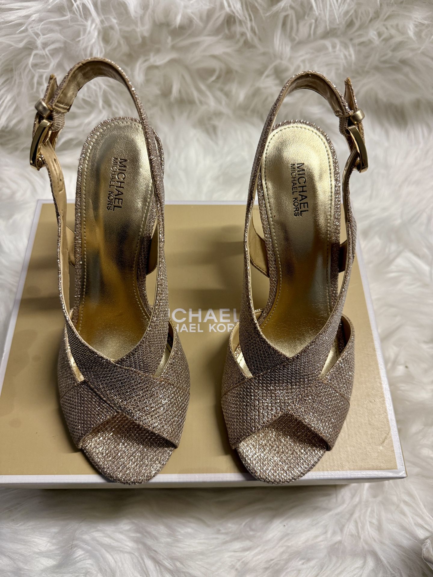 Michael Kors Becky Sandal Glitter women’s crisscross shoes heels - Size 7