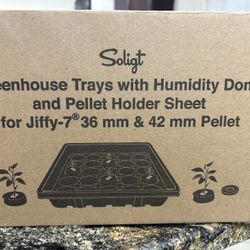 GREENHOUSE SEED TRAYS with Humidity Dome Pellet Holder Germinating 4 Set SOLIGT