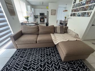 Crate and Barrel Sectional Sofa, Low-Maintenance & Family-Friendly Fabric, Brown