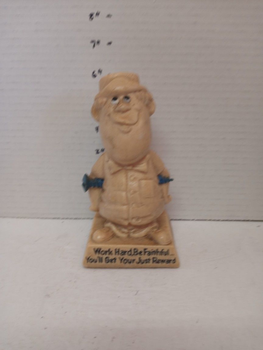 Vintage 70's Work Hard Be Faithful You'll Get Your just Rewards Statue