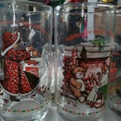 Holly Hobbie Christmas 16 Oz. Glasses, Coca Cola, Limited Edition, Vintage