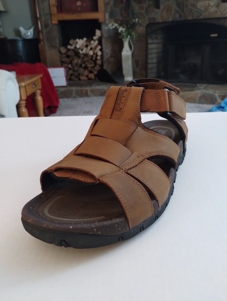(Size-12M) New Timberland 61093 Men's Fishmerman Sandals Authentic Leather