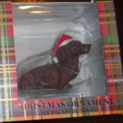Sandicast Brown Weiner Dachshund Dog Christmas ornament
