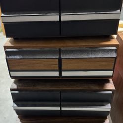 4 dual drawer cassette tape holders with cassettes. Each holds 24 cassettes. Don Henley, journey, Europe, etc..