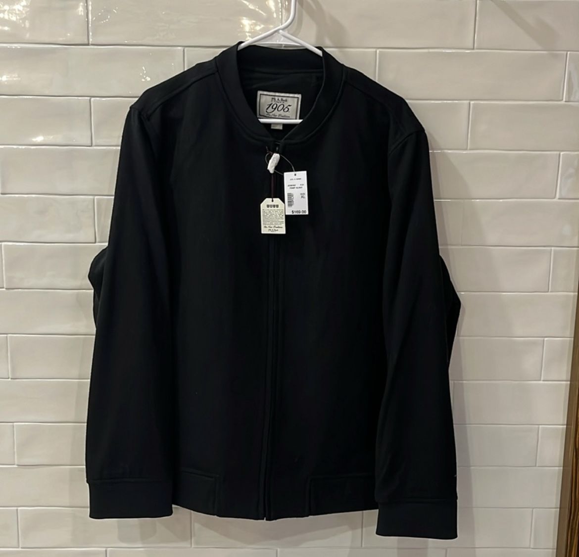 NWT Jos. A. Bank 1905 Men’s Black Wool Blend XL Jacket Bomber Dress Coat Style