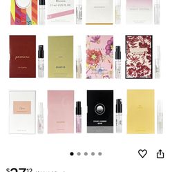 12 Piece Designer Fragrance Samples, Fragrance Sampler Gift Set Spray Perfume Travel Designer perfume sample Lot x12 Cologne Vials