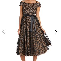 R&M Richards 2606 Off Shoulder Tea Length Dress