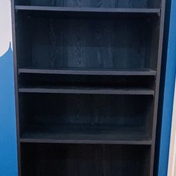 Tall Black Bookshelf with Adjustable Shelves