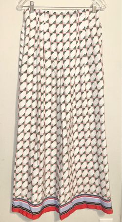 White and Red Geometric Pants Flare