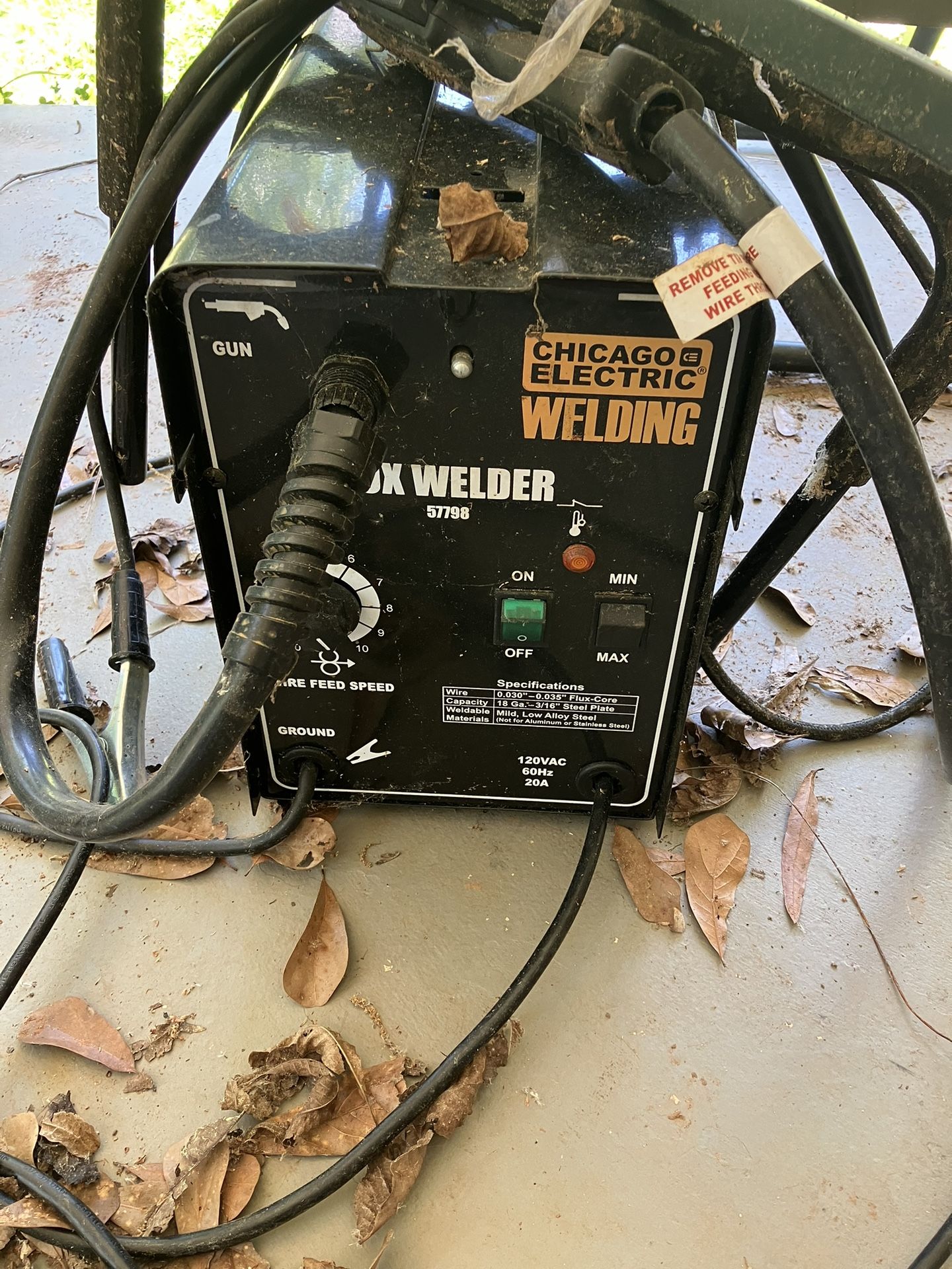 Chicago Electric Flux Welder, Table, Spray Gun, Curtain And Clamps