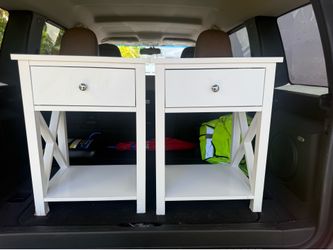 Nice! Buy it!  Get it before its gone! Set of 2 White Nightstands with Drawer & Shelf