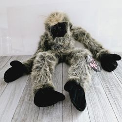 20" Super Sam Lemur Monkey Long Armed Legged Black Beige Long-haired Fuzzy Monkey with Hook & Loop Paws. Plush Stuffed Animal by Funkee Monkeys Berkel