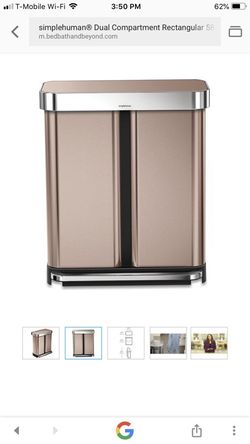 simplehuman Dual Compartment Rectangular 58-Liter Step Trash Can