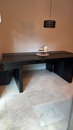 Large Dark Wood Dining Table with Bench