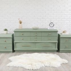 Soft Sage 3-Piece Dresser & Nightstand Set | Custom Refinished Bedroom Set 