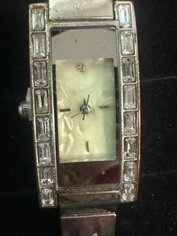 LGP Women’s Silver Tone Rhinestone Rectangle Quartz Watch Stainless Steel Back