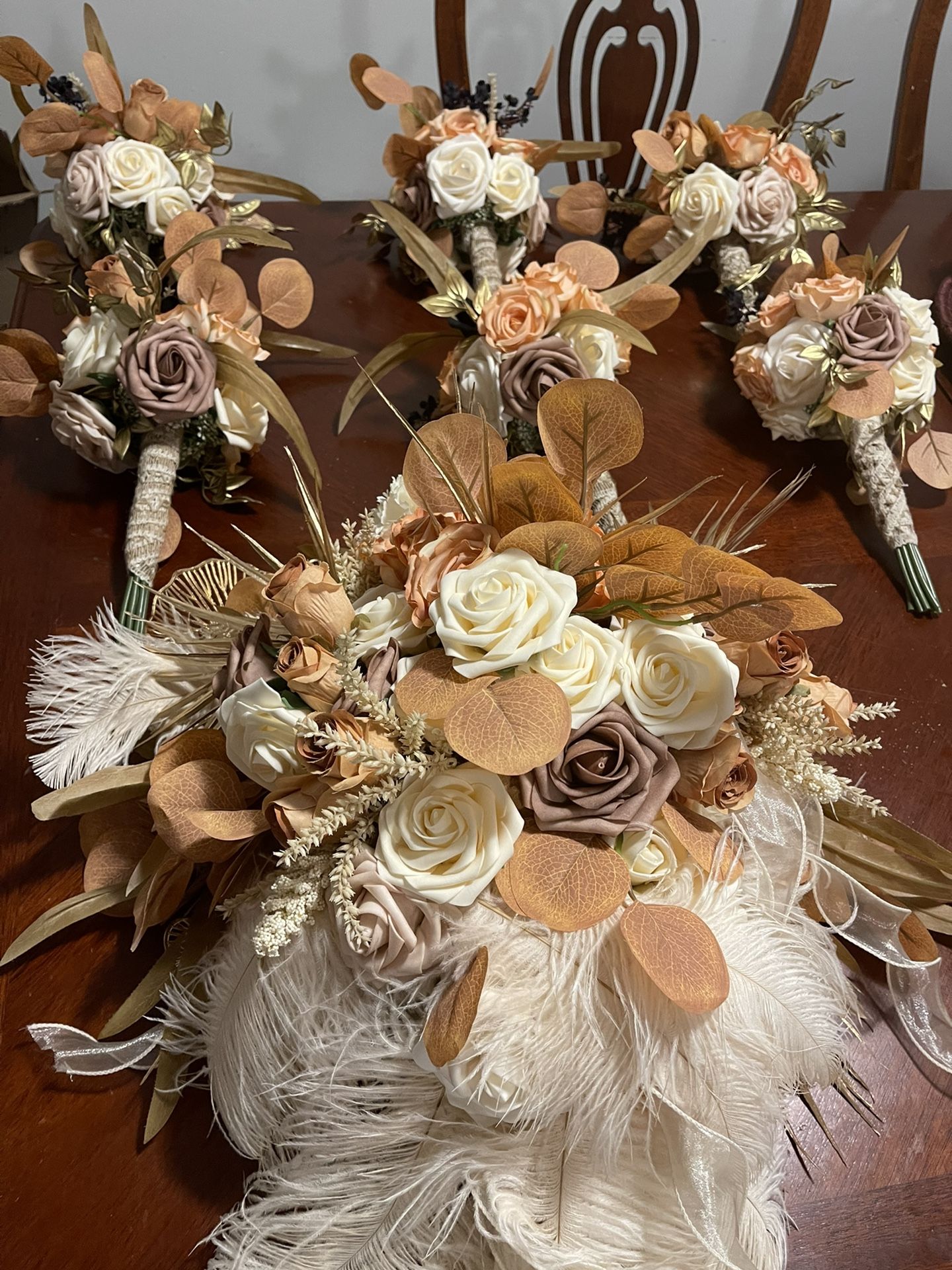 Wedding Bridal Bride Bridesmaid Flower Bouquet Set Of 7