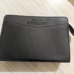 Vintage st dupont black  textured leather zipped "carry all" bag, pouch, new without tags, authentication certificates available