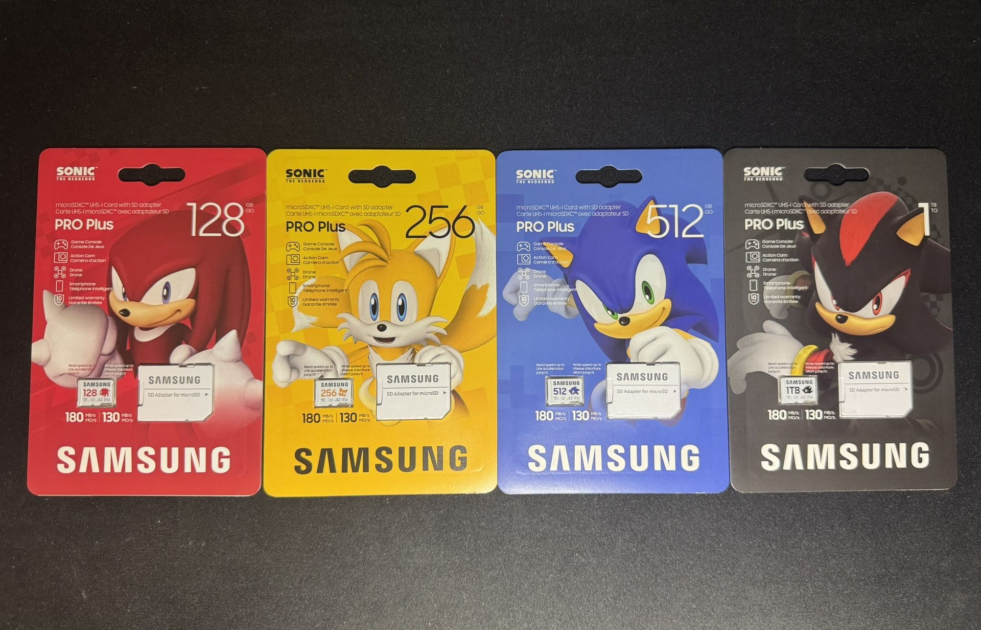 Samsung Pro Plus Sonic The Hedgehog Micro SD Cards 128GB, 256GB, 512GB, 1TB Lot Of 4