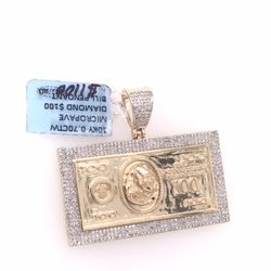 Diamond Gold Money Pendant 10K New