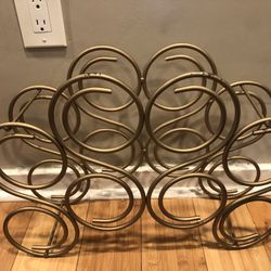 Gold-tone Metal Wine Rack Modern Mid Century Scroll Design 8 bottles