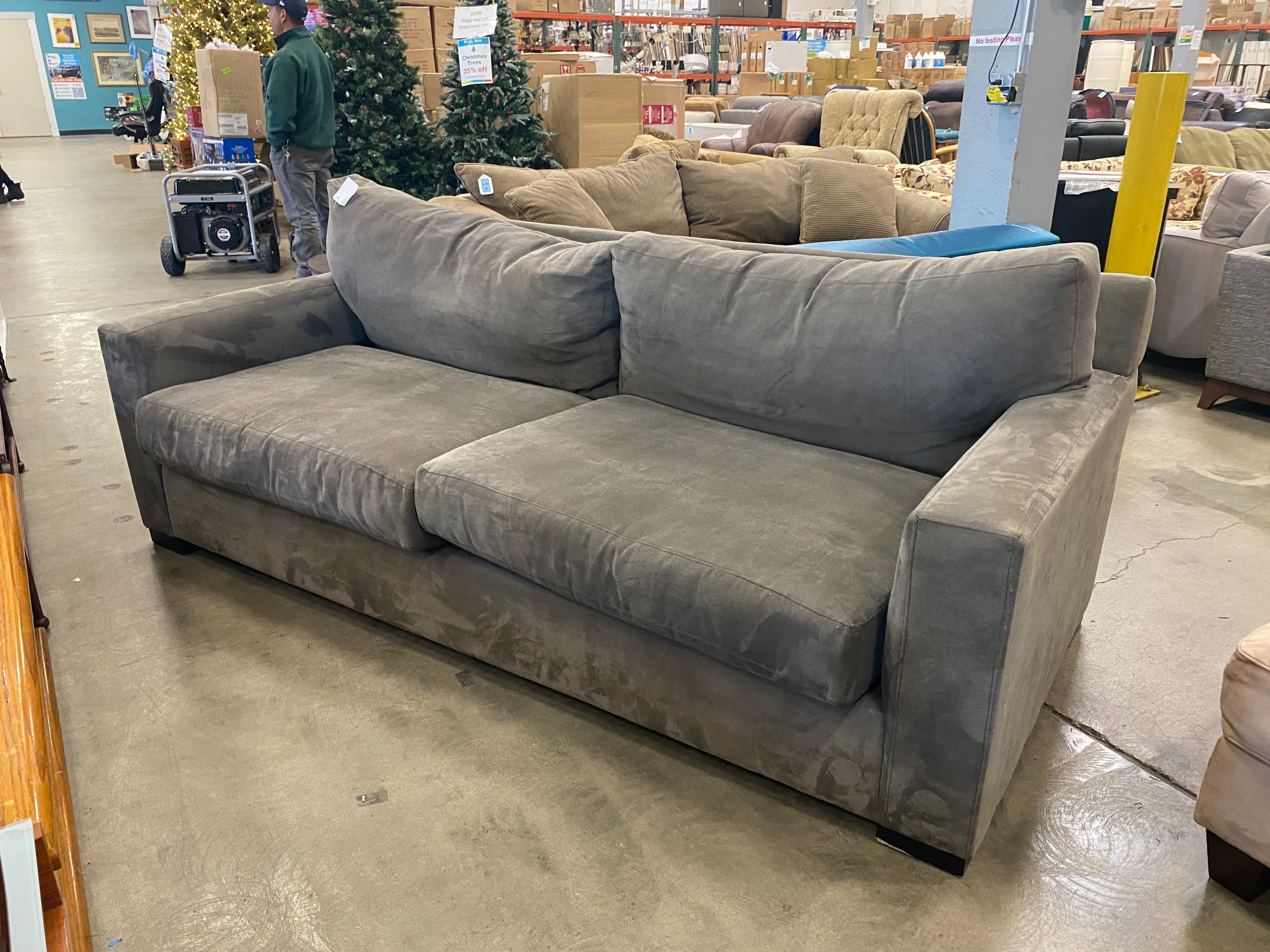 Light Grey Cloth Double Cushion Sofa