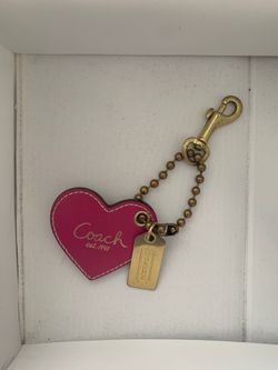 Coach handbag accessory / pink red heart keychain