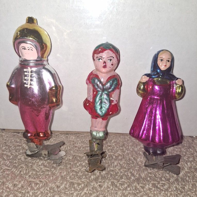 ANTIQUE MERCURY GLASS ORNAMENTS SET